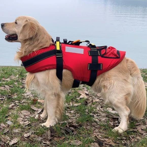 Professional Dog Rescue Life Jacket with Safety Handles