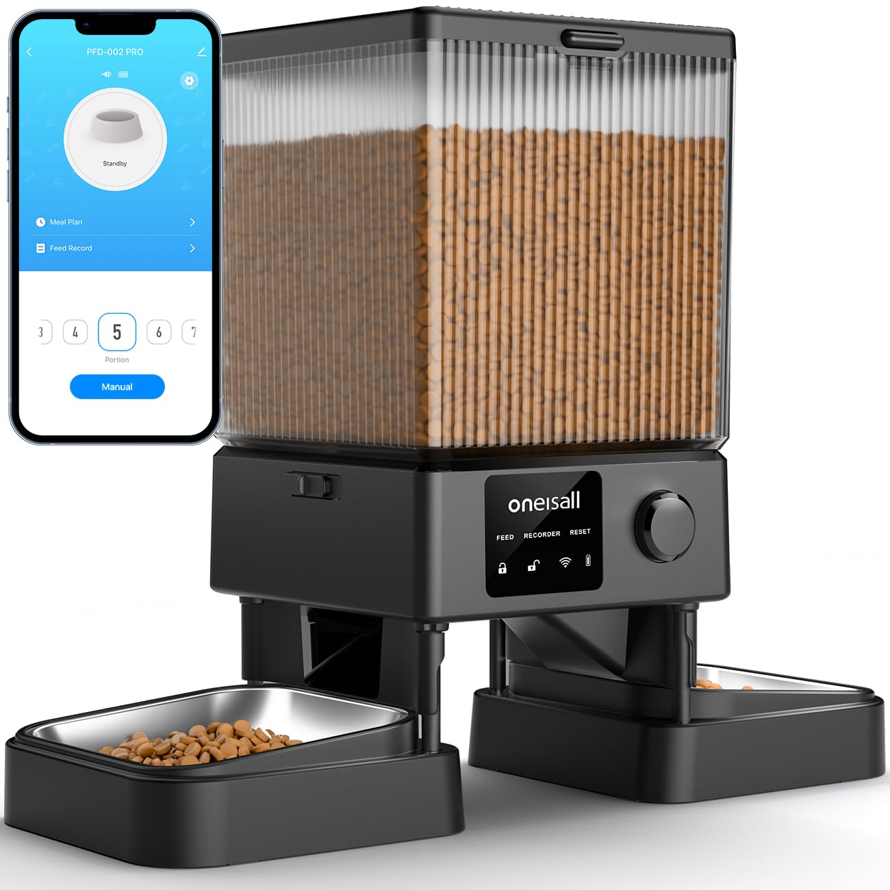 5L Automatic Pet Feeder with Dual Bowls for Pets