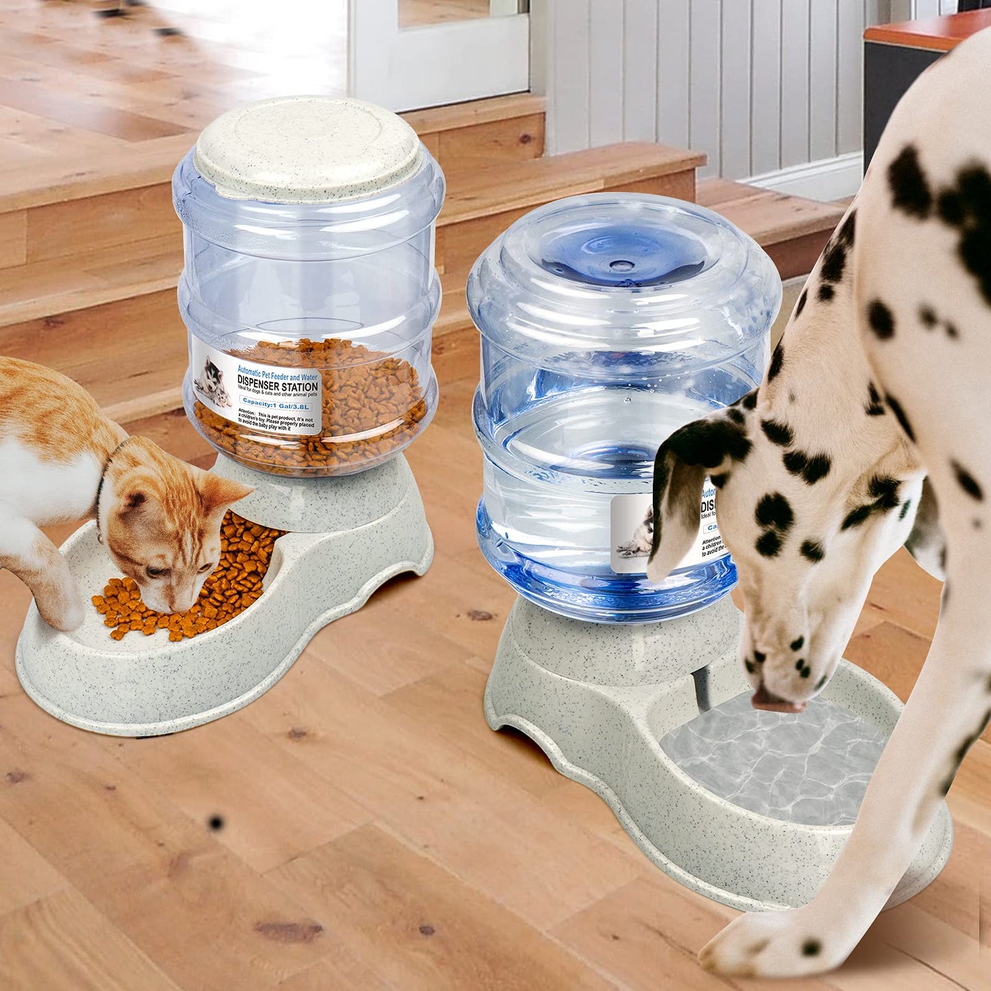 Automatic Pet Food & Water Dispenser Set 1 Gallon