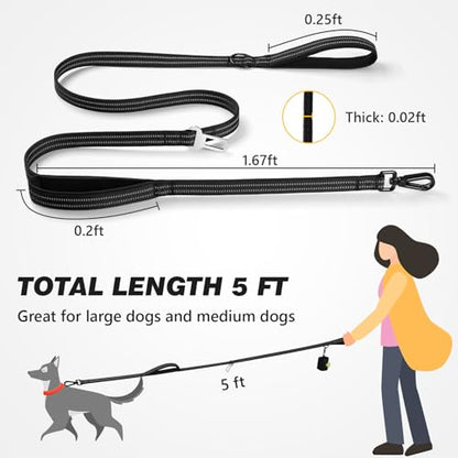 Heavy Duty Reflective Dog Leash with Dual Handles