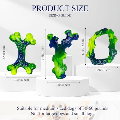 3-Pack Tough Dog Chew Toys for Aggressive Chewers