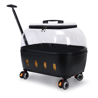 Transparent Rolling Pet Carrier for Cats & Dogs