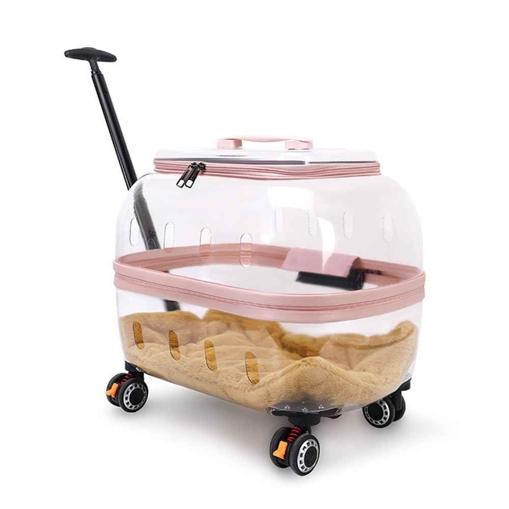 Transparent Rolling Pet Carrier for Cats & Dogs