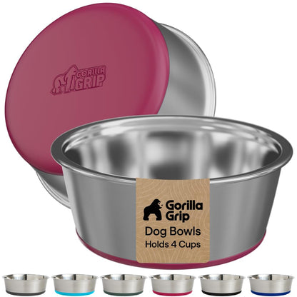 304 Stainless Steel Pet Bowls with Non-Slip Base
