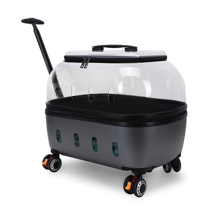 Transparent Rolling Pet Carrier for Cats & Dogs