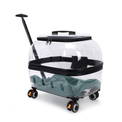 Transparent Rolling Pet Carrier for Cats & Dogs