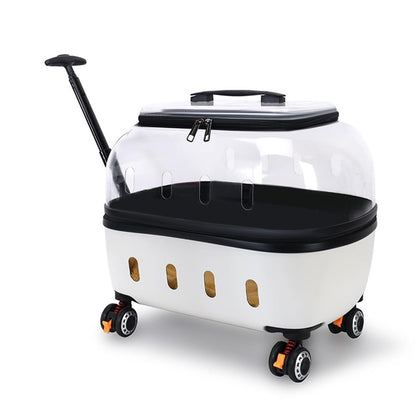 Transparent Rolling Pet Carrier for Cats & Dogs