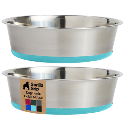 304 Stainless Steel Pet Bowls with Non-Slip Base
