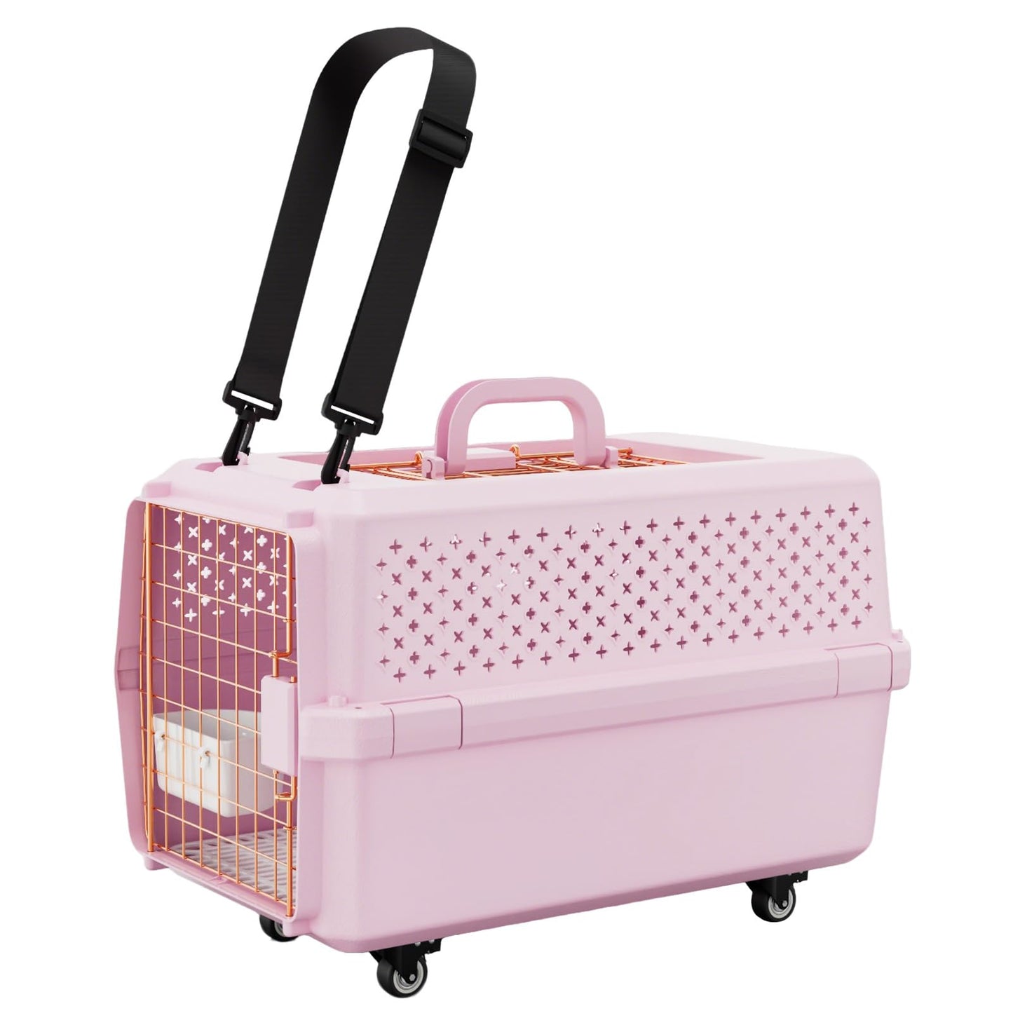 Rolling Hard-Sided Pet Carrier with Wheels