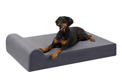 Orthopedic Memory Foam Pet Bed with Headrest Support