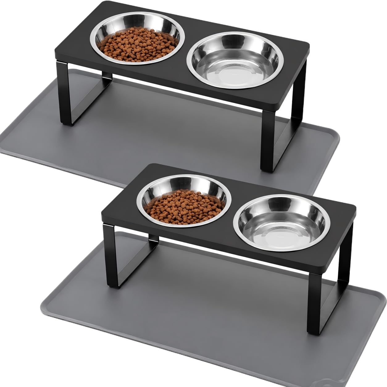 Upgraded Elevated Cat Bowls with Food Mat