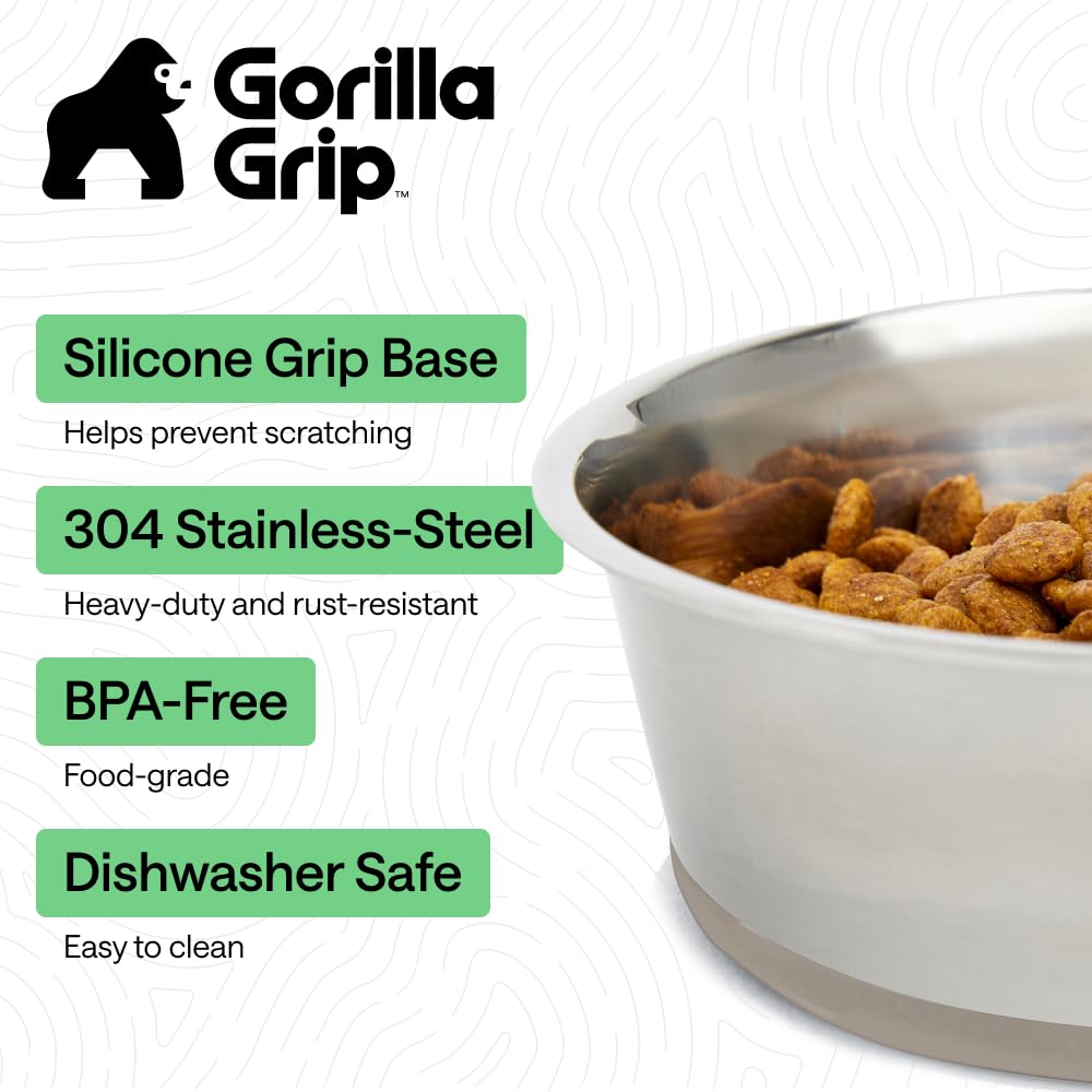 304 Stainless Steel Pet Bowls with Non-Slip Base