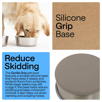 304 Stainless Steel Pet Bowls with Non-Slip Base