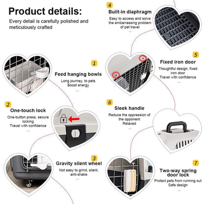 Collapsible Rolling Pet Travel Kennel