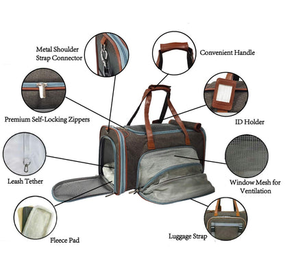 Expandable Soft-Sided Pet Carrier for Travel