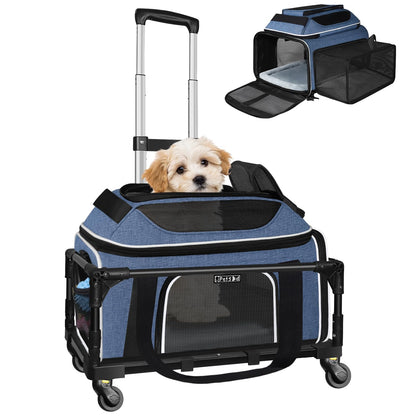 Petskd Top and Side Expandable Pet Carrier with Wheels