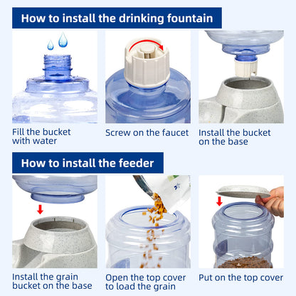 Automatic Pet Food & Water Dispenser Set 1 Gallon