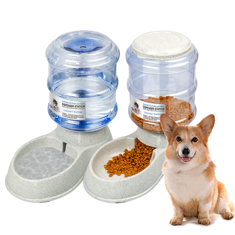 Automatic Pet Food & Water Dispenser Set 1 Gallon