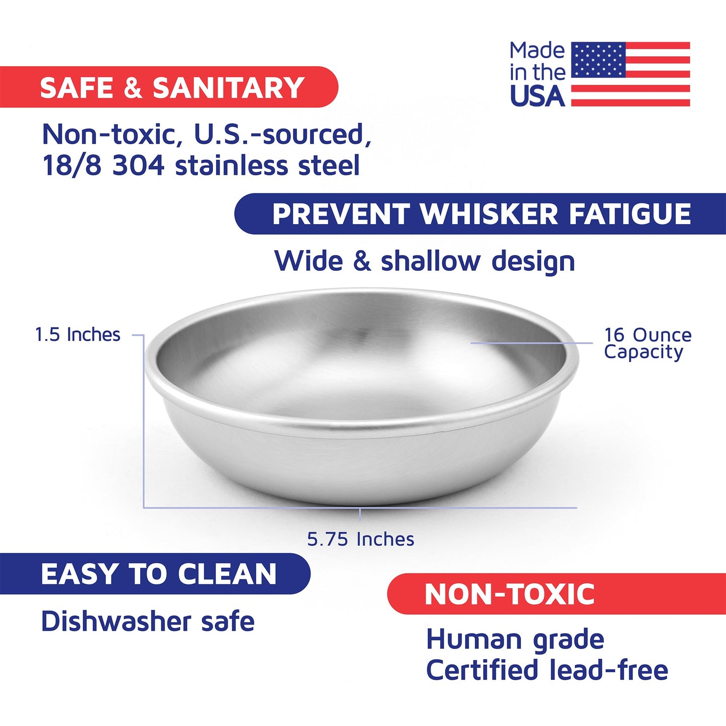 Stainless Steel Pet Bowls for Food and Water Set