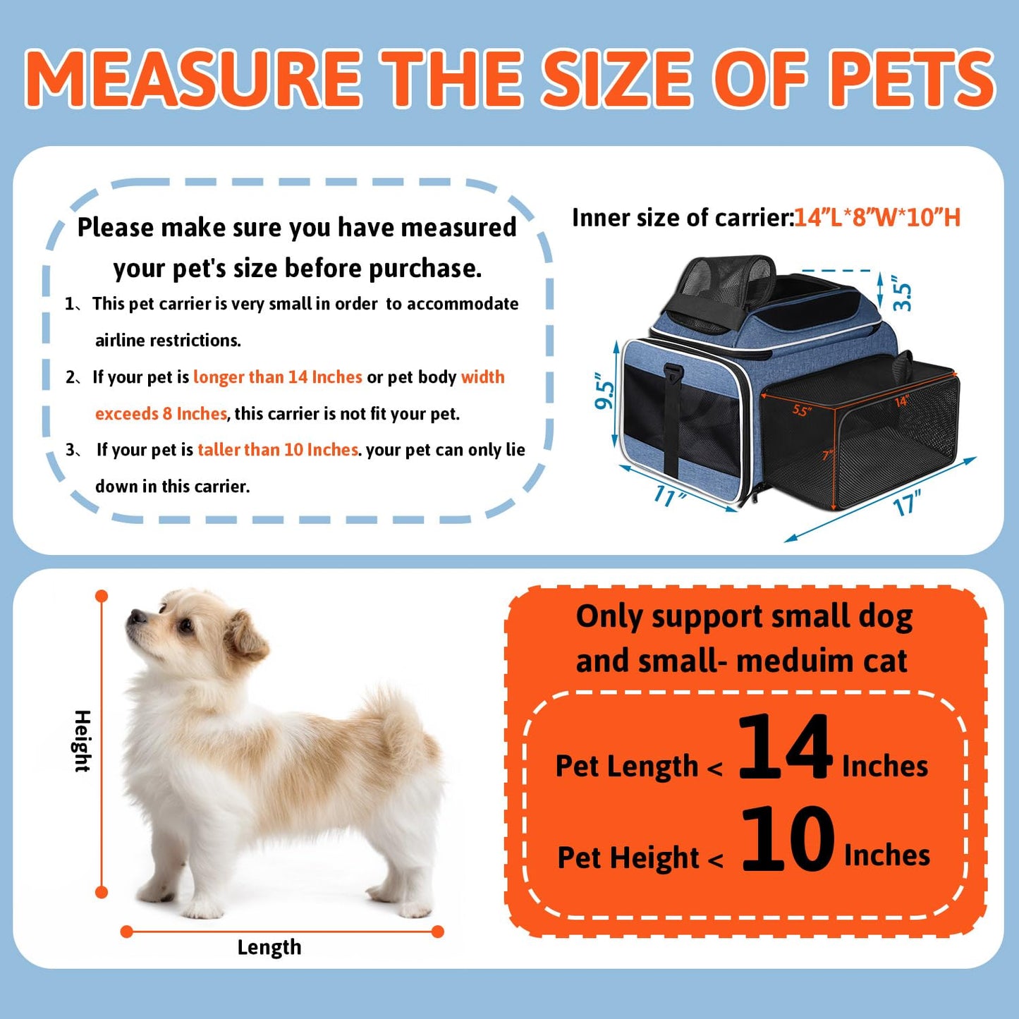 Petskd Top and Side Expandable Pet Carrier with Wheels