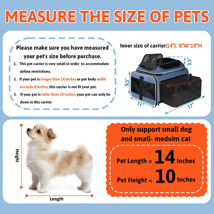 Petskd Top and Side Expandable Pet Carrier with Wheels