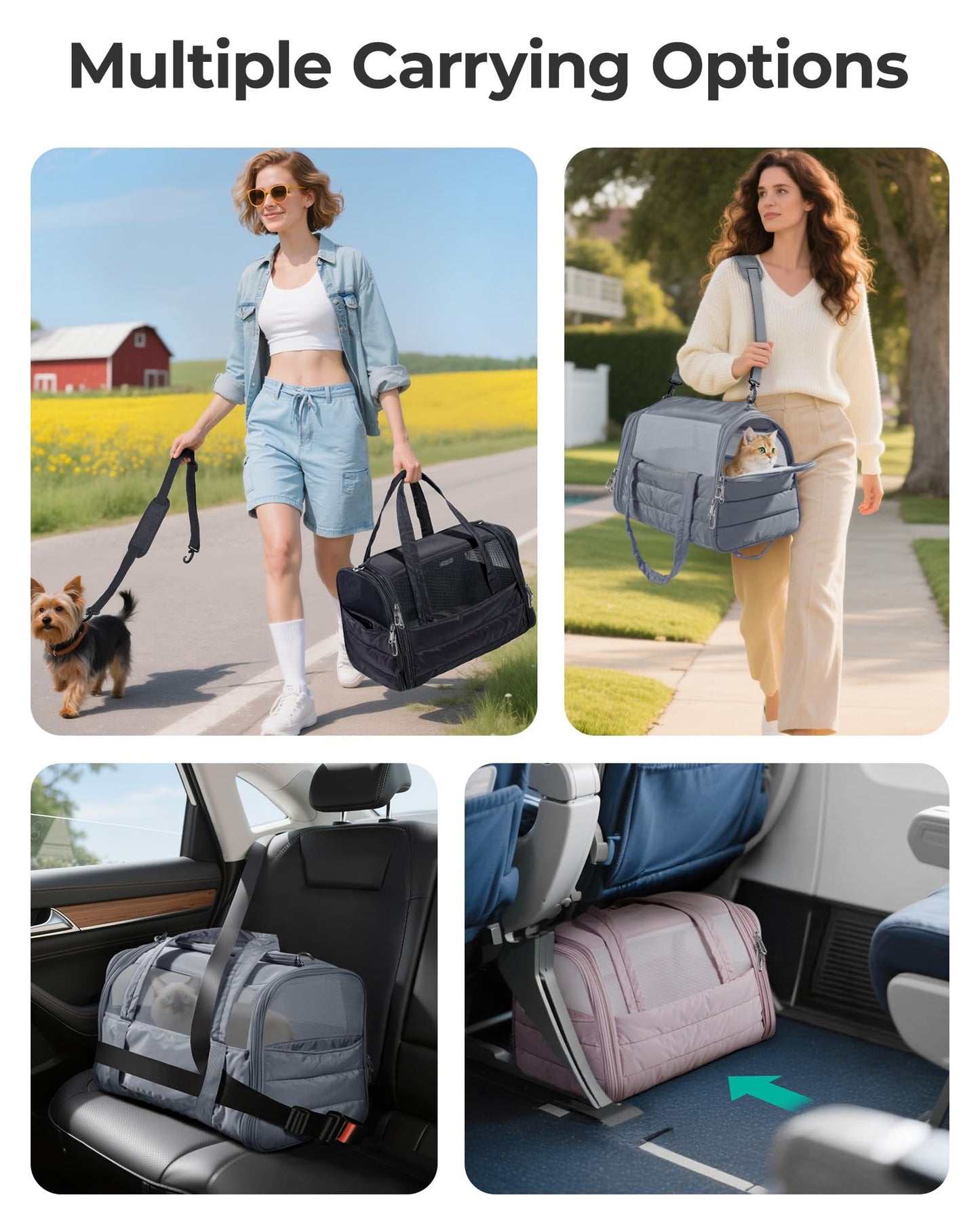Quilted Soft-Sided Pet Carrier for Travel