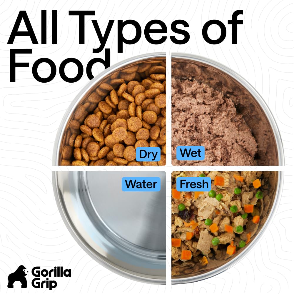 304 Stainless Steel Pet Bowls with Non-Slip Base