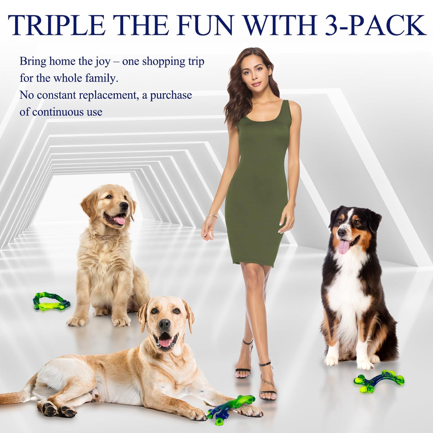 3-Pack Tough Dog Chew Toys for Aggressive Chewers