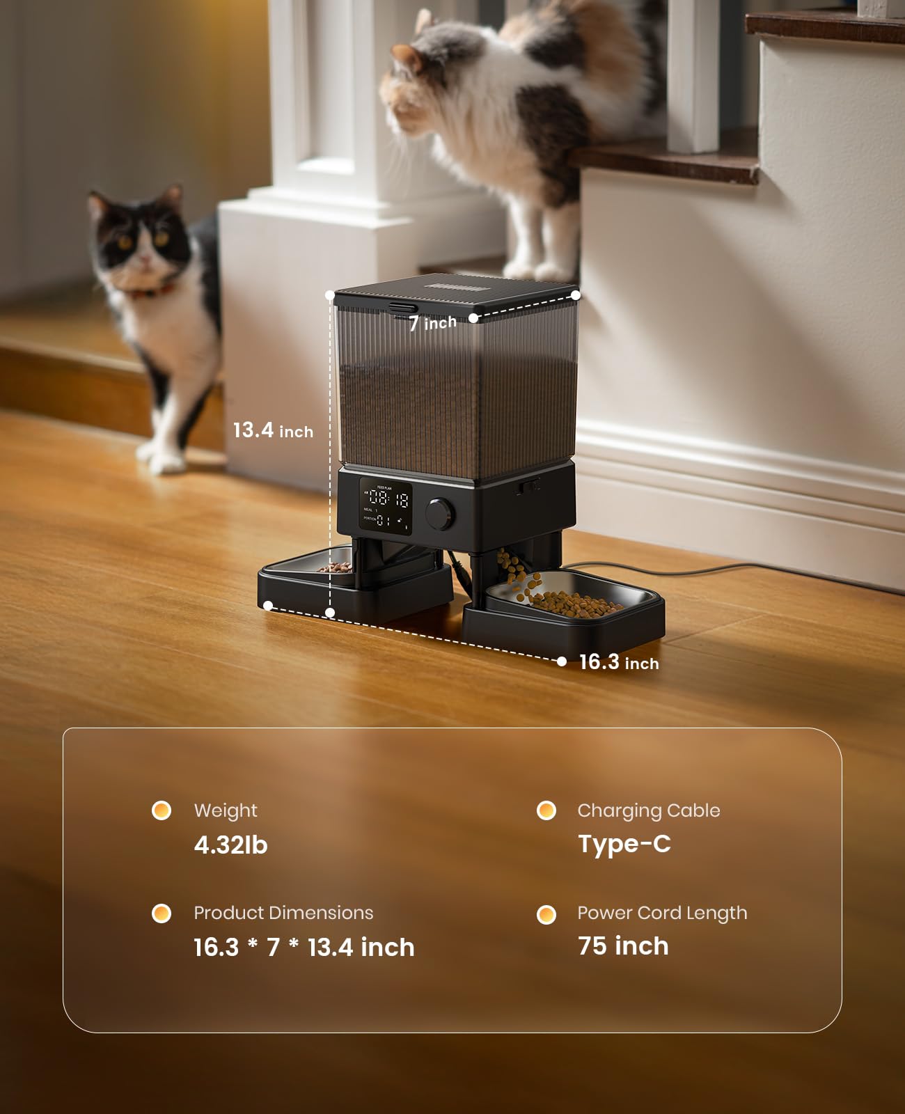 5L Automatic Pet Feeder with Dual Bowls for Pets