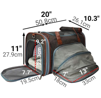 Expandable Soft-Sided Pet Carrier for Travel