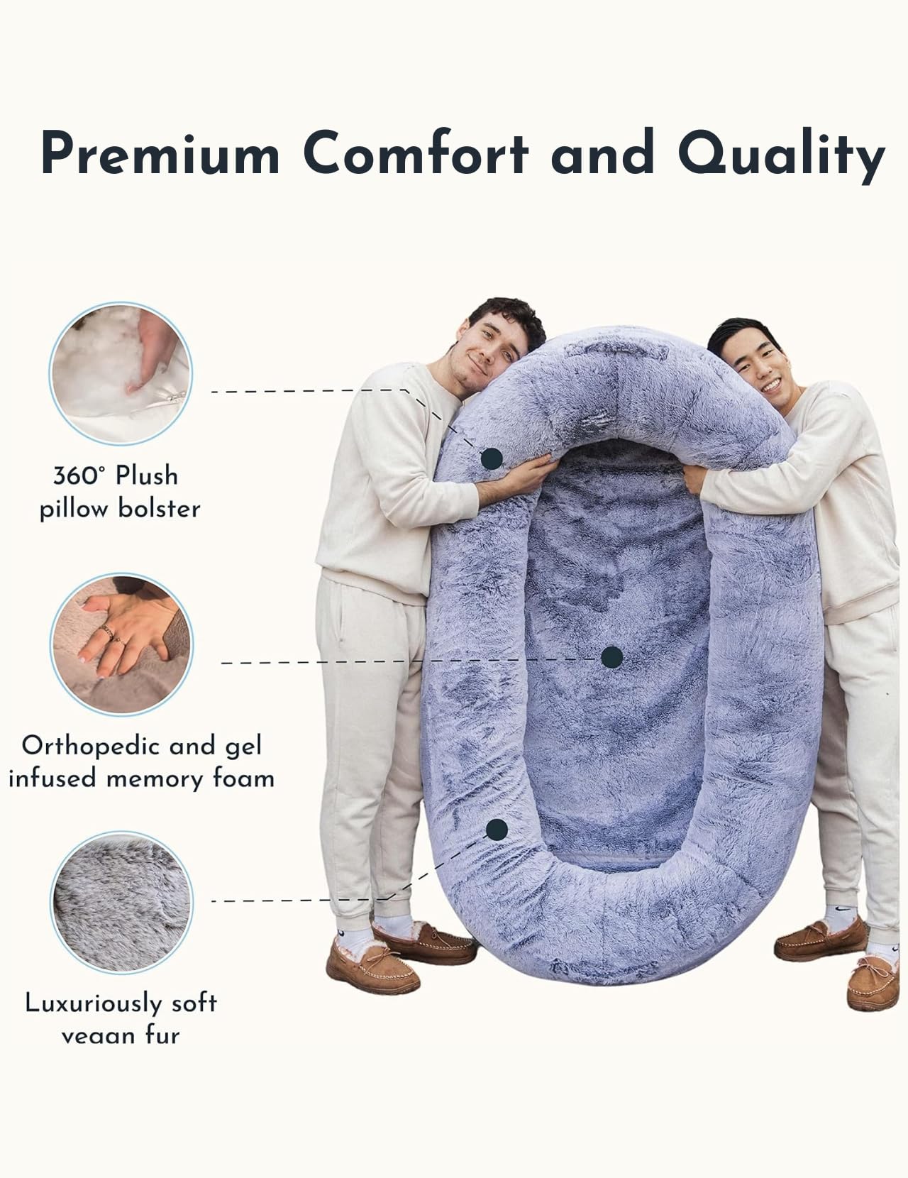 Oversized Plush Lounger Bed with Memory Foam Fill
