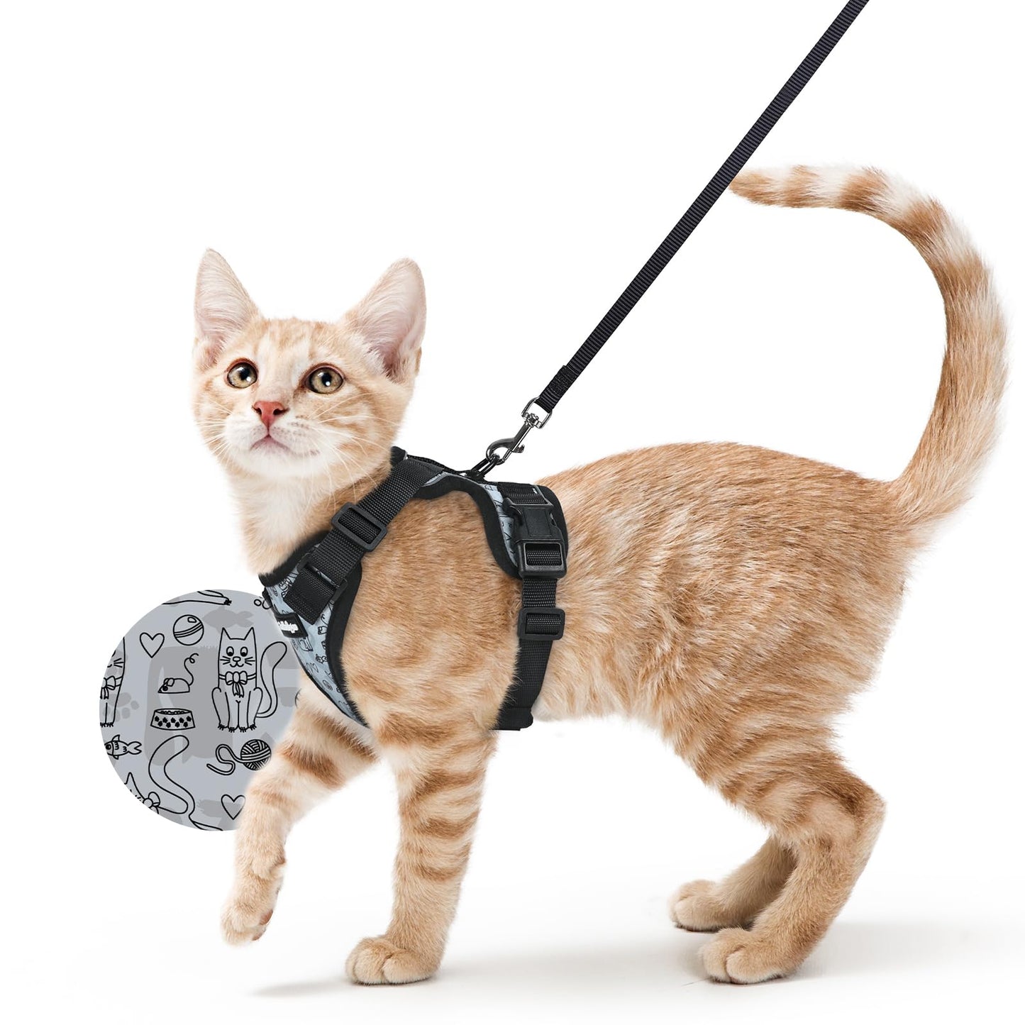 Adjustable Cat Harness & Lead Set for Walking