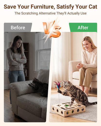 Interactive Cat Puzzle Feeder & Scratch Toy