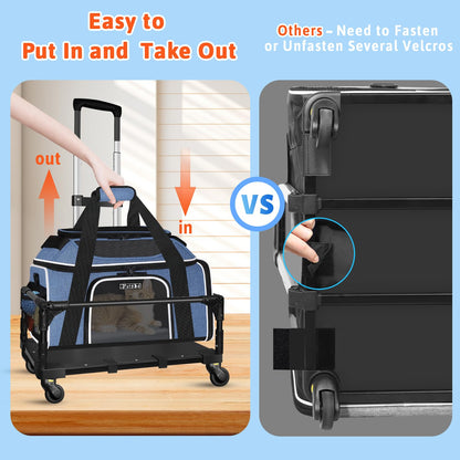 Petskd Top and Side Expandable Pet Carrier with Wheels