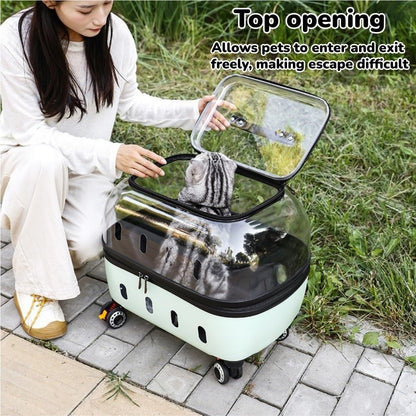 Transparent Rolling Pet Carrier for Cats & Dogs