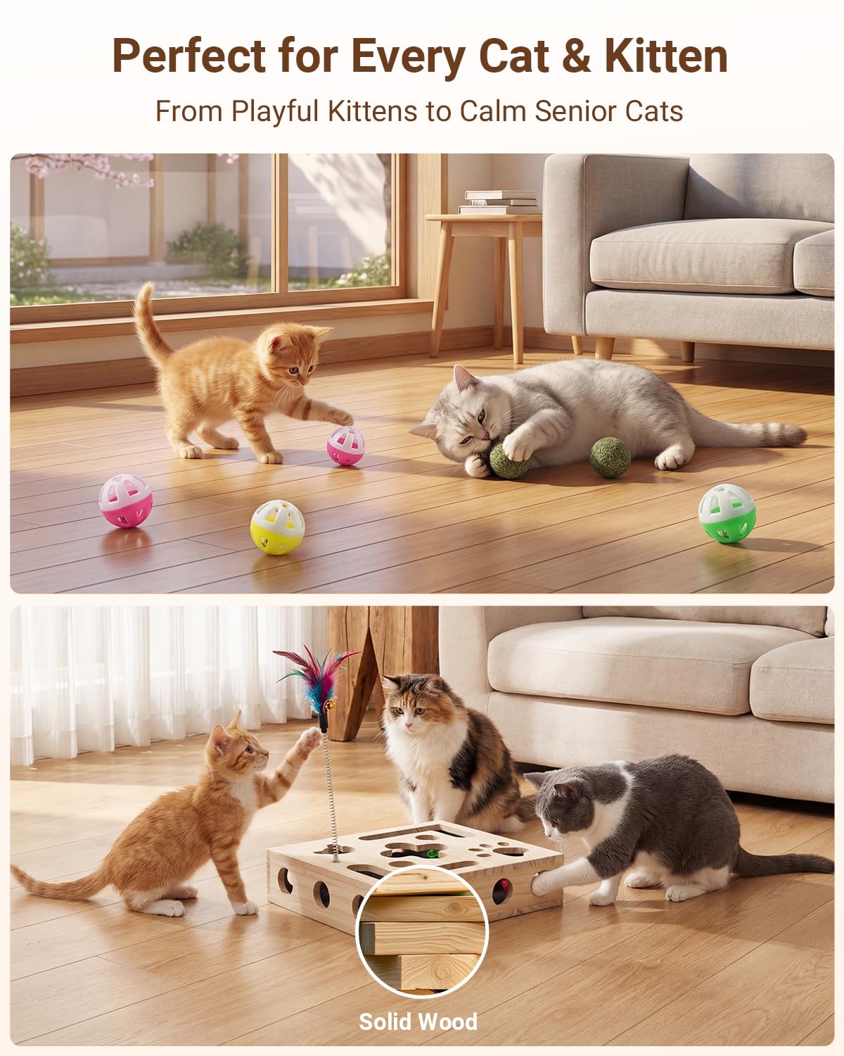 Interactive Cat Puzzle Feeder & Scratch Toy