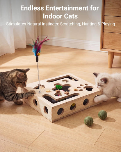 Interactive Cat Puzzle Feeder & Scratch Toy