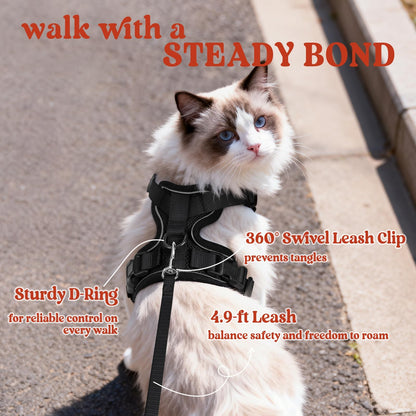 Adjustable Cat Harness & Lead Set for Walking