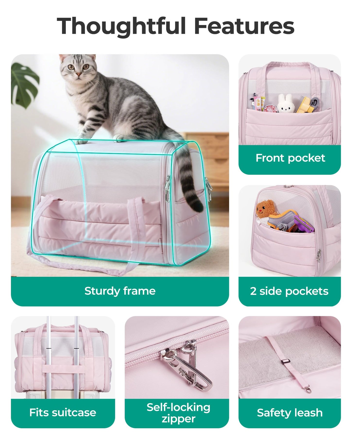 Quilted Soft-Sided Pet Carrier for Travel