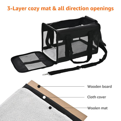 Soft-Sided Mesh Pet Carrier for Travel