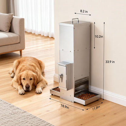 35L Automatic Pet Feeder with Dual Bowls and Timer