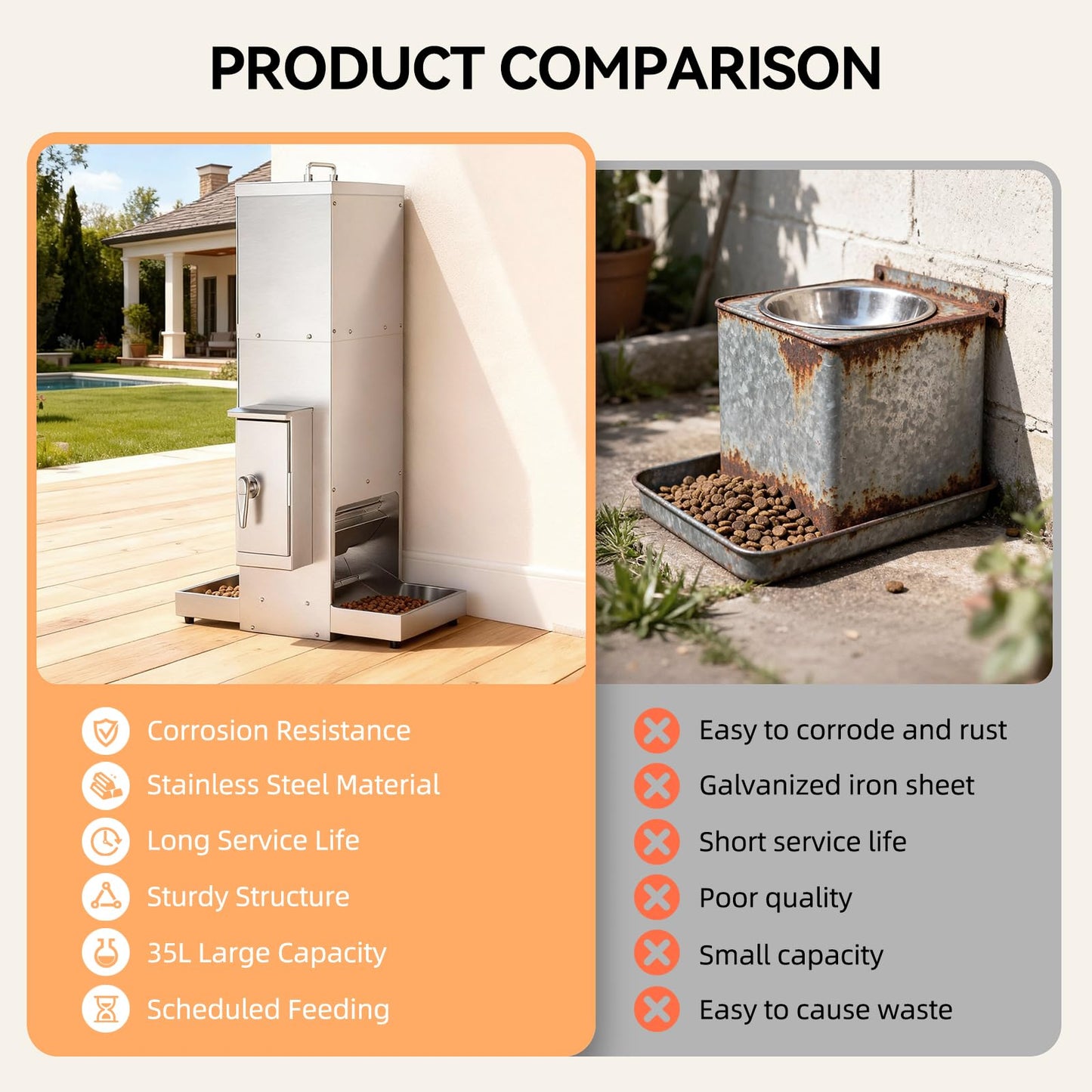 35L Automatic Pet Feeder with Dual Bowls and Timer