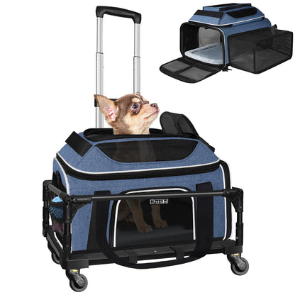 Petskd Top and Side Expandable Pet Carrier with Wheels