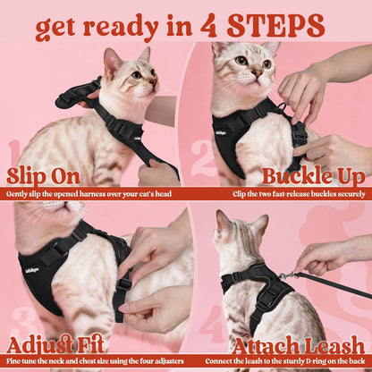 Adjustable Cat Harness & Lead Set for Walking