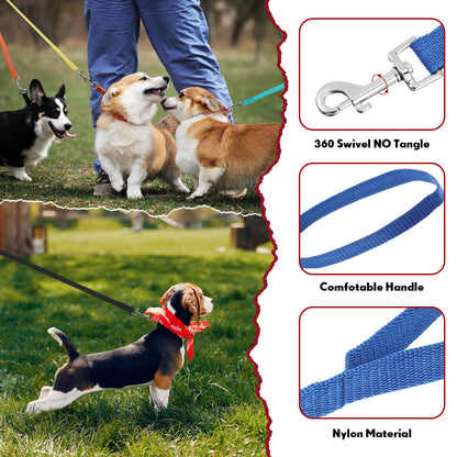24-Pack Nylon Dog Training Leashes Assorted Colors