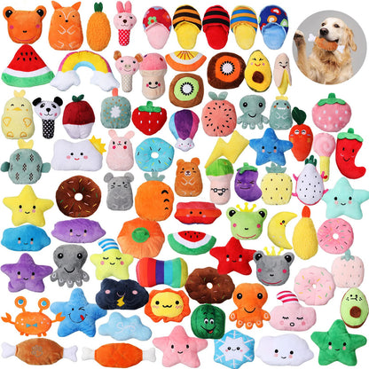 80-Pack Plush Squeaky Dog Toys for Puppies