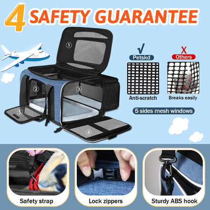 Petskd Top and Side Expandable Pet Carrier with Wheels