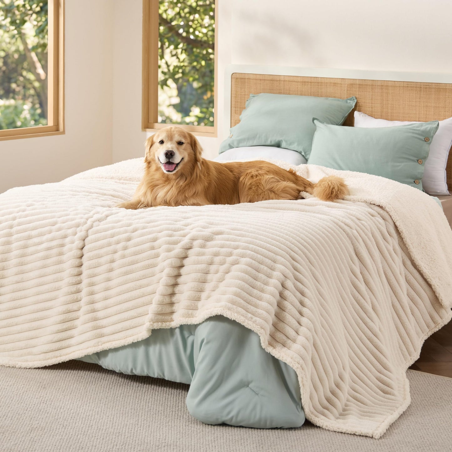 Waterproof Reversible Pet Blanket with Cozy Fleece