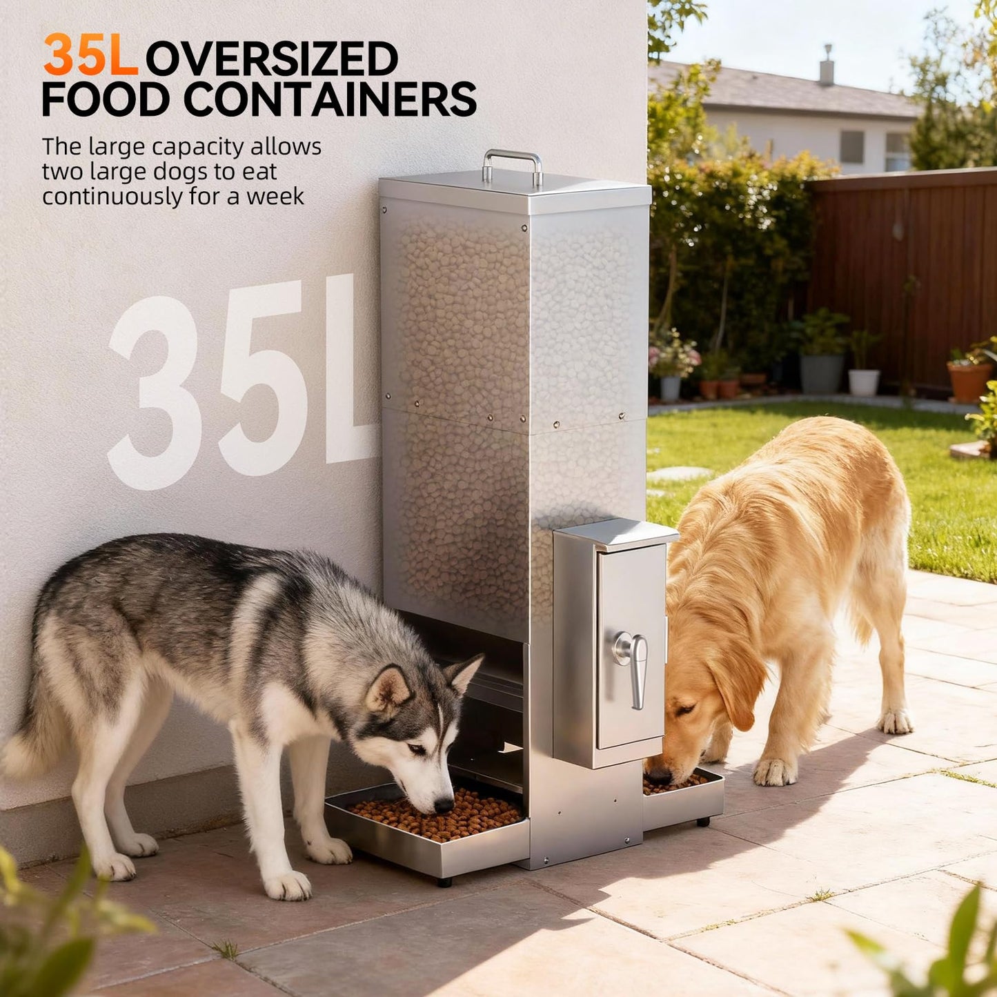 35L Automatic Pet Feeder with Dual Bowls and Timer