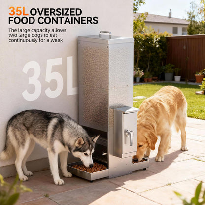35L Automatic Pet Feeder with Dual Bowls and Timer